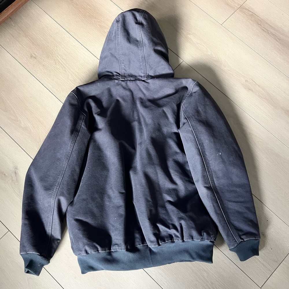 Vintage Carhartt J130 Dark Blue/Gray Hooded Jacket - Picture 5 of 12